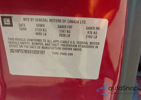 2009 Chevrolet Impala Lt from USA, damaged, VIN 2G1WT57KX91250197